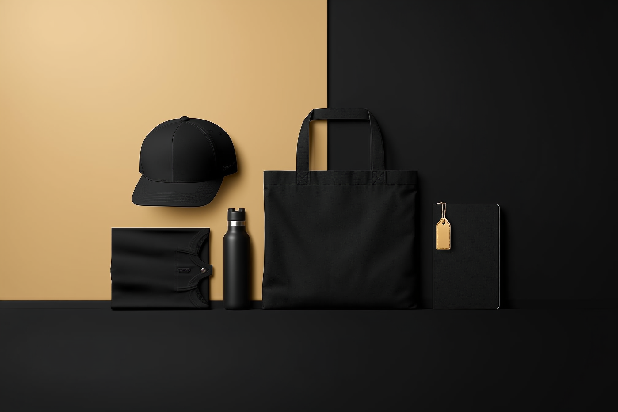 Digital concept of premium apparel and accessories, shown without simulated logo decoration