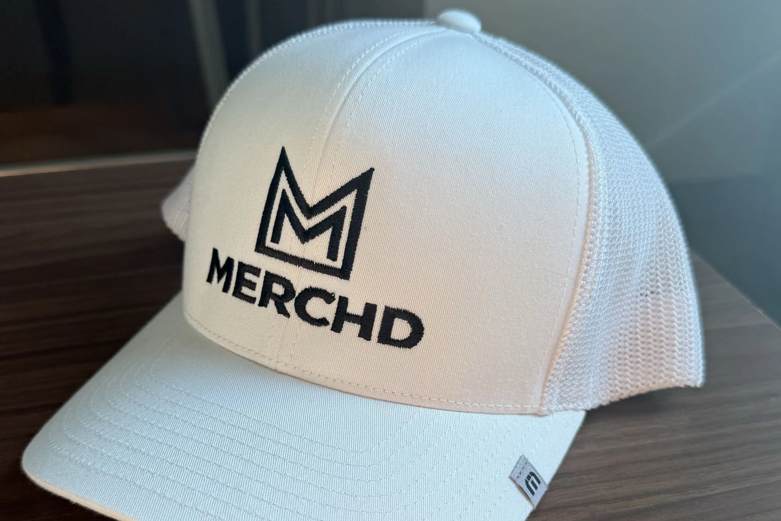 Approved real-photo Merch’d embroidered headwear proof image